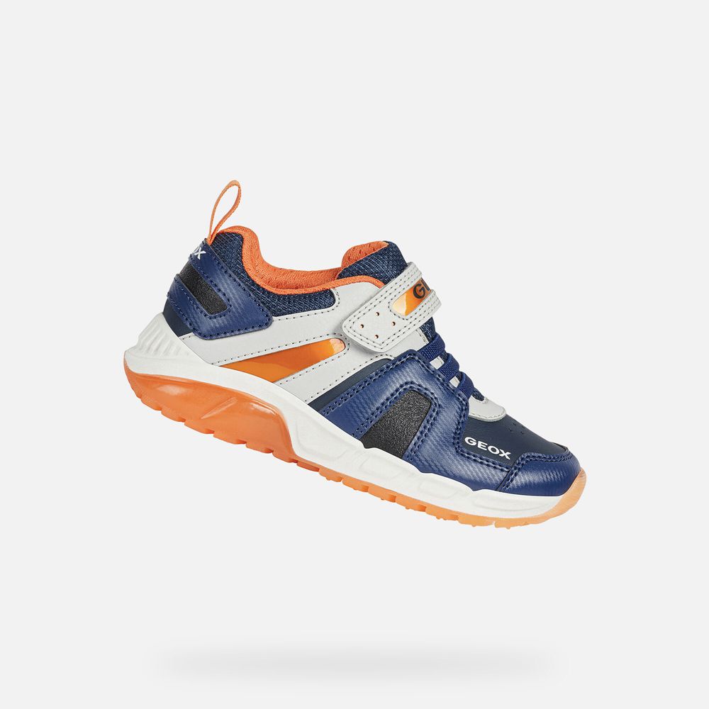 Tenis Geox Menino Azul Marinho/Laranja - Spaziale - XWSGI0749